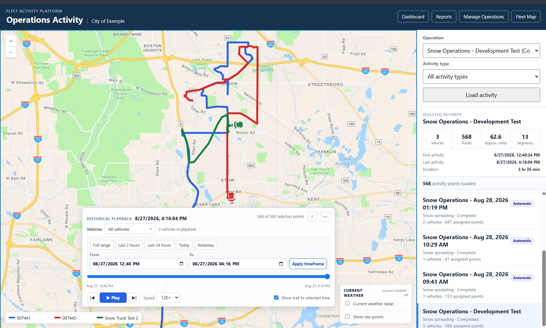 Fleet Operations Center operations and event analysis
